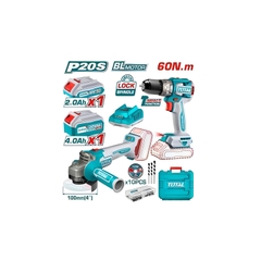 Bộ combo máy mài góc TAGLI21104 &máy khoan búa TIDLI20602  không chổi than dùng pin 20V TCKLI2027310 TOTAL