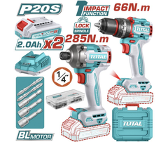 Bộ combo máy khoan búa TIDLI206681 & máy siết vít TIRLI20281 không chổi than dùng pin 20V TOTAL TCKLI20277