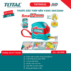 Thước kéo 5M thép nền vàng hệ mét & inch Total TMT80532
