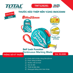 Thước kéo 8M thép nền vàng hệ mét & inch Total TMT126281