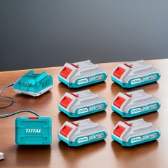 Bộ 6 pin TFBLI20011 và 1 sạc TFCLI2001 dùng pin Lithium-Ion 20V TFBCLI20611 TOTAL