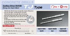 TJ5.5x100 -Mũi khoan Gạch men Chuôi lục giác UNIKA (TJ Type)