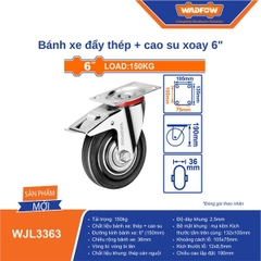 Bánh xe đẩy thép + cao su xoay 6