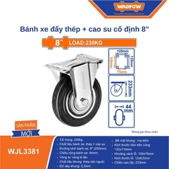 Bánh xe đẩy thép + cao su cố định 8