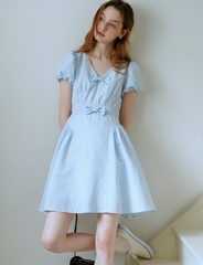 Váy mini phối nơ Hàn Quốc 050823