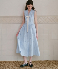 Váy kẻ phối nơ Hàn Quốc 061710