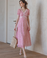 Váy midi hồng Hàn Quốc 061712