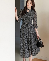 Đầm họa tiết Hàn Quốc 031628