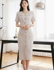 Váy Liền In Hoa Dáng Dài Vừa Cho Người Nhỏ Váy Khí Chất Cao Cấp Cổ Chữ V  Rộng Rãi Phong Cách Hàn Quốc Cổ Điển Mùa Hè 2023  Lazadavn