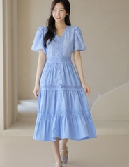 Váy tay bồng phối ren 051271