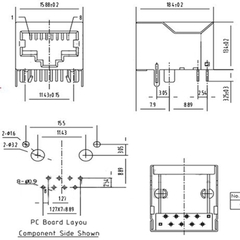 RJ45  8P8C 18MM Socket Right Angle