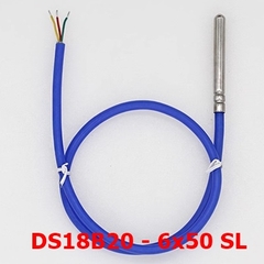 Cảm Biến Nhiệt Độ DL-DS18B20-6x50 SL Dây Silicone Dài 1 Mét