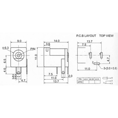 Đầu Nối Nguồn DC-005  5.5*2.5mm Hàn PCB