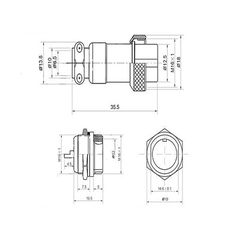 GX16-6 16mm 3 Pin Connector male & female