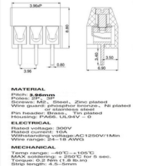 Domino KF396 2Pin 3.96mm Chân Thẳng