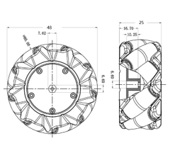 Bánh xe Mecanum đa hướng 48mm