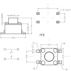 Nút Nhấn 4.5x4.5x7.5mm 4 Chân SMD