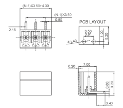 Bộ Terminal 15EDG 3.81mm 8-Pin Chân Cong