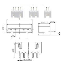 Header Đực XH2.54 5-Pin Chân Thẳng