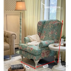 Sofa đơn tay cuộn cổ điển lưng cao - Vải Hoa - SFD11