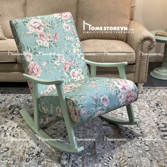 Ghế đệm liền vải xanh hoa hồng - BB4