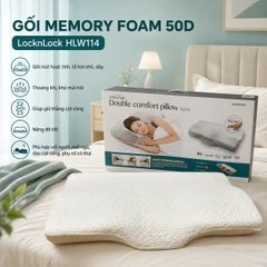 Gối Memory Foam 50D LocknLock HLW114 (62 x 34 x 10 cm) cao su non đàn hồi cao êm ái và hỗ trợ tối ưu cho cổ và vai