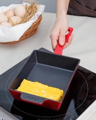 Chảo gang Oceno hình chữ nhật, size 14x18cm, màu đỏ mã OFR-1358