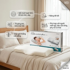 Gối Memory Foam 50D LocknLock HLW114 (62 x 34 x 10 cm) cao su non đàn hồi cao êm ái và hỗ trợ tối ưu cho cổ và vai