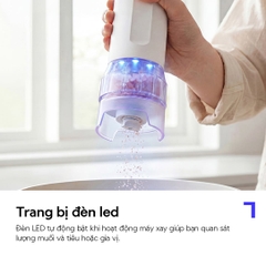 Máy xay tiêu & muối cốc đôi LocknLock 1 chạm CKO119WHT dùng pin sạc