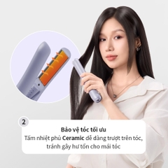 Máy duỗi tóc không dây LocknLock Cordless hair straightener ENA224PUP tấm phủ nhiệt ceramic, thiết kế nhỏ gọn