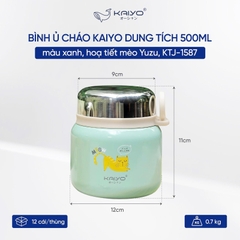 [Mẫu mới họa tiết Meo Meo] Bình ủ inox 316 Kaiyo 500ml kèm thìa gấp