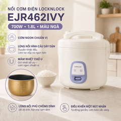 Nồi cơm điện LocknLock 700W, 1.8L Màu ngà EJR462IVY