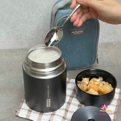 Bình Ủ Inox 304 Kaiyo 750ml Giữ Nhiệt Cực Tốt 24 Giờ Kèm Túi Đựng