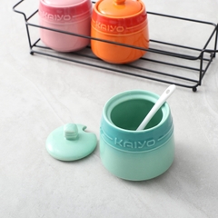 Bộ 3 hũ gốm sứ đựng gia vị Kaiyo Rainbowl kèm giá đựng