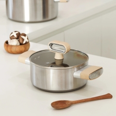 Bộ nồi Titanium Aura Haatz lòng siêu chống dính 7 lớp đáy dày dặn dùng mọi loại bếp (18cm, 20cm, 24cm)