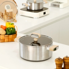 Bộ nồi Titanium Aura Haatz lòng siêu chống dính 7 lớp đáy dày dặn dùng mọi loại bếp (18cm, 20cm, 24cm)