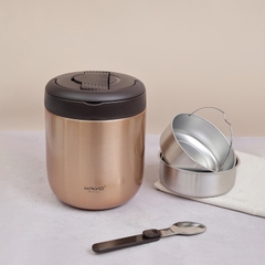 Cặp lồng giữ nhiệt KAIYO 3 ngăn inox 304 dung tích 1.3L kèm thìa gấp gọn