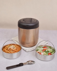 Cặp lồng giữ nhiệt KAIYO 3 ngăn inox 304 dung tích 1.3L kèm thìa gấp gọn