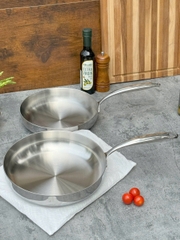 Chảo đúc Inox 316 - 3 lớp đáy liền KAIYO Tri-Ply dáng cạn không vung
