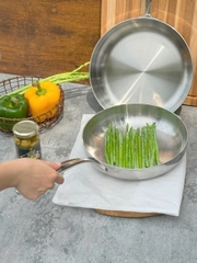 Chảo đúc Inox 316 - 3 lớp đáy liền KAIYO Tri-Ply dáng cạn không vung