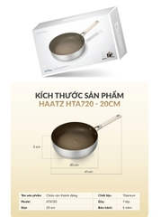 Chảo rán thành đứng Haatz Titanium Aura inox 316 đáy 7 lớp size 20-24-26cm