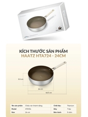 Chảo rán thành đứng Haatz Titanium Aura inox 316 đáy 7 lớp size 20-24-26cm
