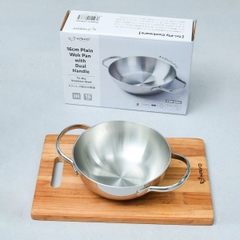 Chảo đúc inox 18/10 đáy 3 lớp, thân đáy liền CLASSIC PRO KAIYO sâu lòng 2 tay cầm (chảo không vung) size 16-20-24cm
