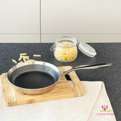 Chảo đúc inox chống dính hoa văn nổi 3 lớp đáy liền Tri-Ply Kaiyo (Chảo nông)