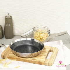Chảo đúc inox chống dính hoa văn nổi 3 lớp đáy liền Tri-Ply Kaiyo (Chảo nông)