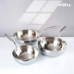 Chảo sâu lòng Inox 316 liền khối Haatz đáy 3 lớp sâu lòng vung kính dùng mọi loại bếp