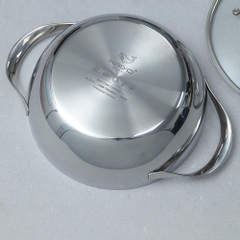 Chảo 2 tay - Nồi lẩu inox 18/10 chống dính hoa văn nổi KAIYO Quantinium Silver Crown 24cm - 28cm