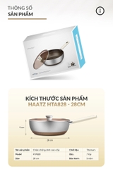 Chảo siêu chống dính Haatz Titanium Aura sâu lòng inox 316 đáy 7 lớp phủ chống dính titanium