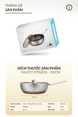 Chảo siêu chống dính Haatz Titanium Aura sâu lòng inox 316 đáy 7 lớp phủ chống dính titanium