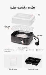 Máy hấp trứng và đa dạng món hấp khác LocknLock Multi Egg Cooker EJE223GRY